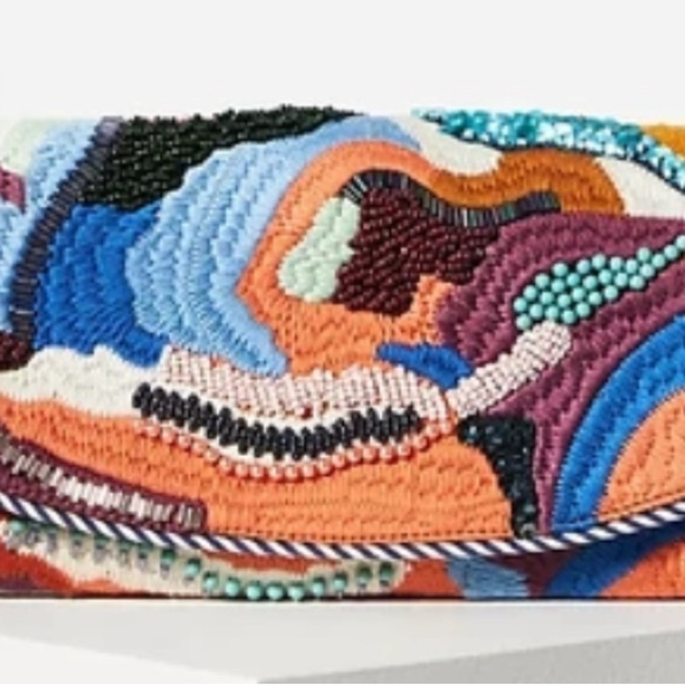 Anthropologie Multicolor Embroidered Beaded Women's Bag